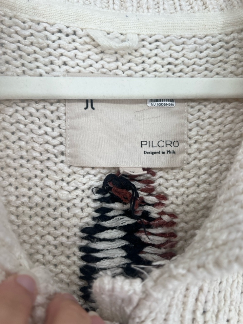 Pilcro Cream Knit Button-Up Knit Western Cardigan Brown Horseshoe Accents 2X - Picture 6 of 12